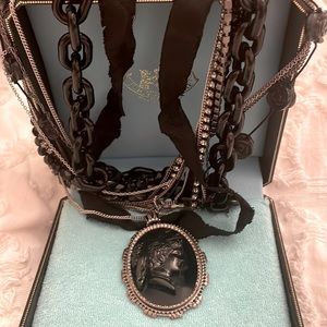 Juicy Couture vintage Cameo juicy Blue blood black mourning necklace mistake Y2K